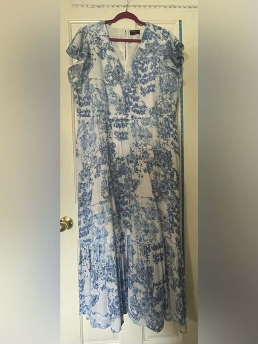 Lane Bryant Blue Vintage Fields Floral Flutter Sleeve 

Dress
